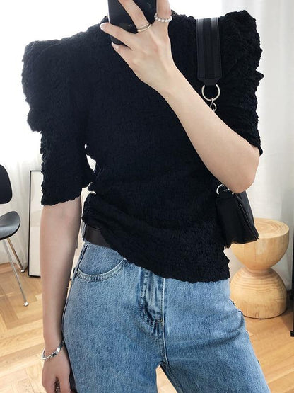 Loose Fashion Puff Sleeve Ruffled T-Shirts