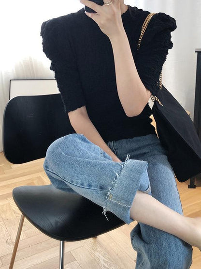 Loose Fashion Puff Sleeve Ruffled T-Shirts