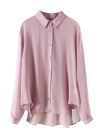 SOLID COLOR SEE-THROUGH LOOSE SHIRT