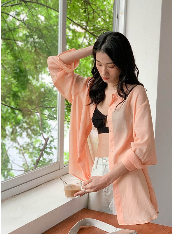 LOOSE SOLID COLOR LAPEL SHIRT