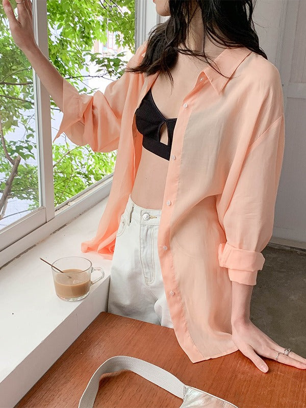 LOOSE SOLID COLOR LAPEL SHIRT