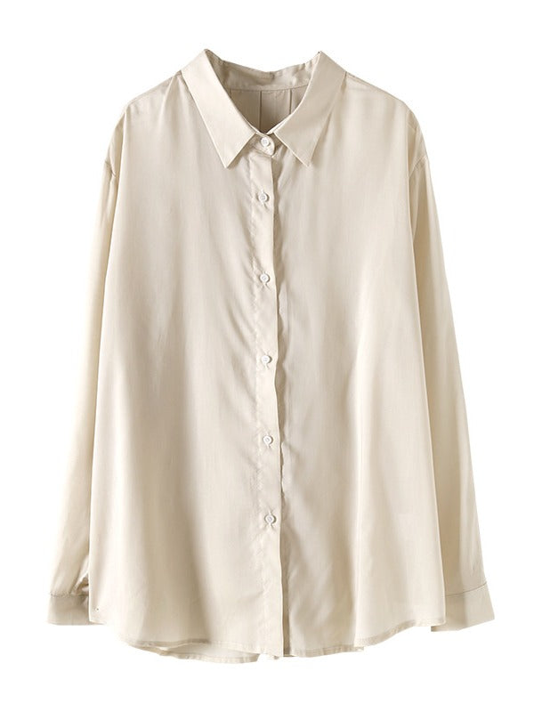 LOOSE SOLID COLOR LAPEL SHIRT