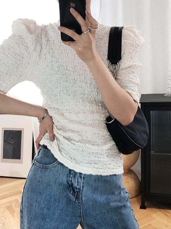 Loose Fashion Puff Sleeve Ruffled T-Shirts
