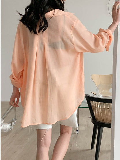LOOSE SOLID COLOR LAPEL SHIRT