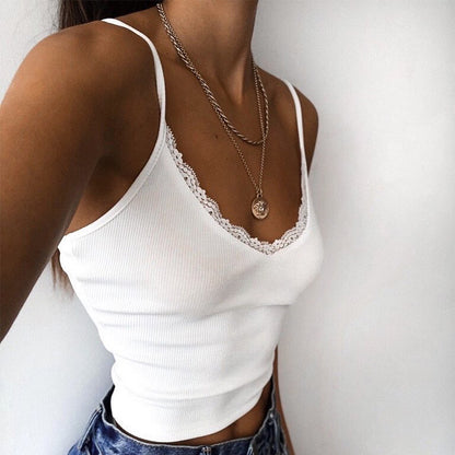 Sexy slim lace suspenders exposed navel vest ACTIVEWEAR