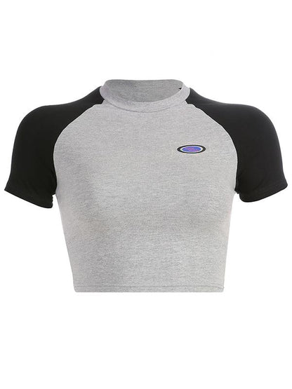 Casual Wrap Split-joint Round-neck Short Sleeves T-shirt Top
