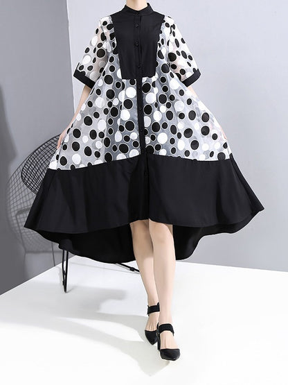 LOOSE MESH POLKA-DOT TWO-PIECES MIDI DRESS