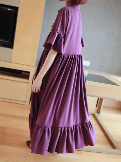 Loose A-Line Waist-High Graceful Long Purple Dress