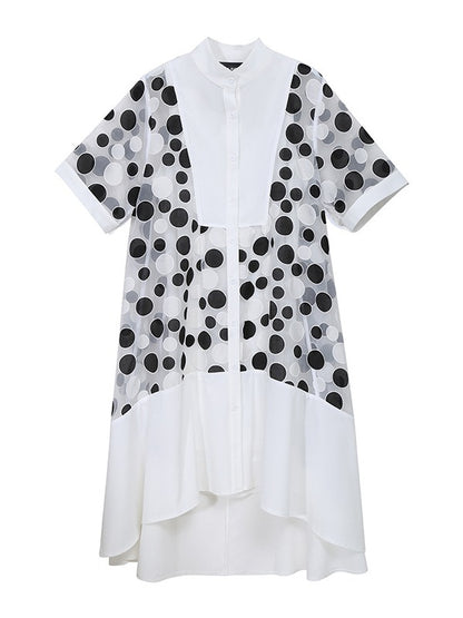 LOOSE MESH POLKA-DOT TWO-PIECES MIDI DRESS