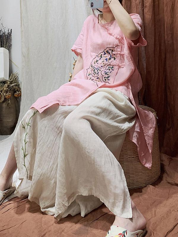 Original Embroidered Buckle Irregularity Tops