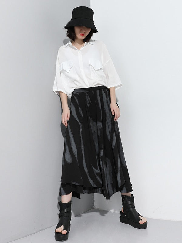 CROPPED ELASTICS SPLIT-JOINT SKIRT