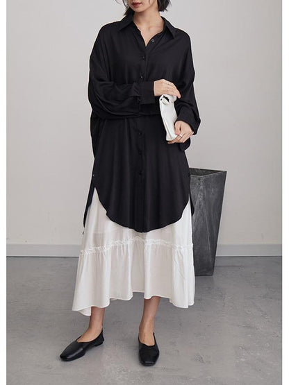 Loose Cropped Light Long Shirt