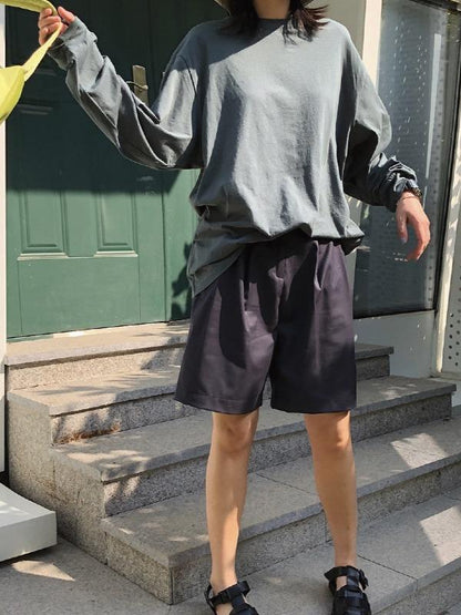 Loose Wool Empire Wide Lege Short Pants