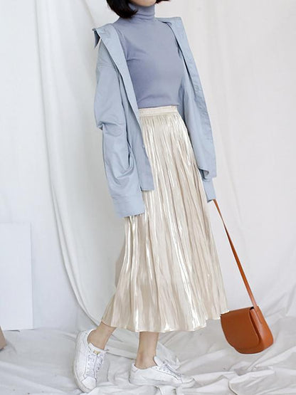 SIMPLE SOLID COLOR RUFFLED SKIRT