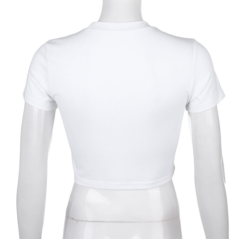 Color butterfly letter printed short T-shirt sleeve top ACTIVEWEAR