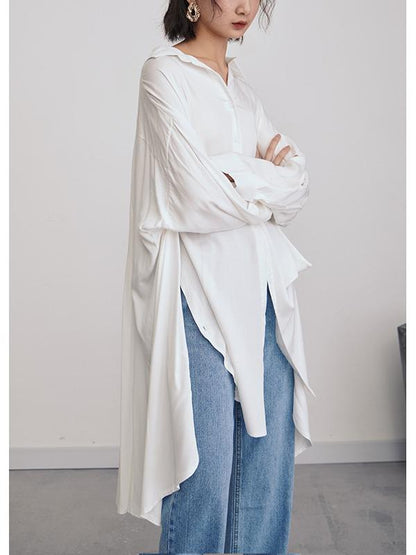 Loose Cropped Light Long Shirt