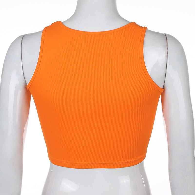 Sexy slim cute angel embroidery short top ACTIVEWEAR