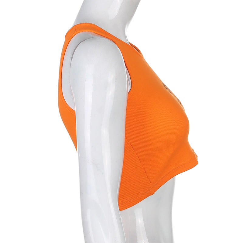 Sexy slim cute angel embroidery short top ACTIVEWEAR