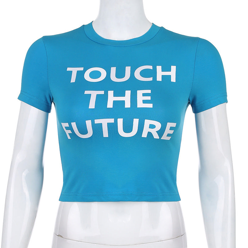 Letter printed tight T-shirt fashion short-sleeved shirt ACTIVEWEAR