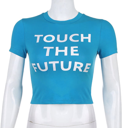 Letter printed tight T-shirt fashion short-sleeved shirt ACTIVEWEAR