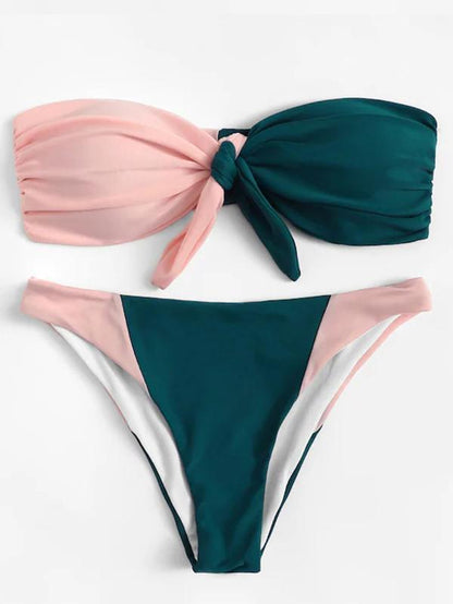 Two-color Bandeau Bikinis Swimwear