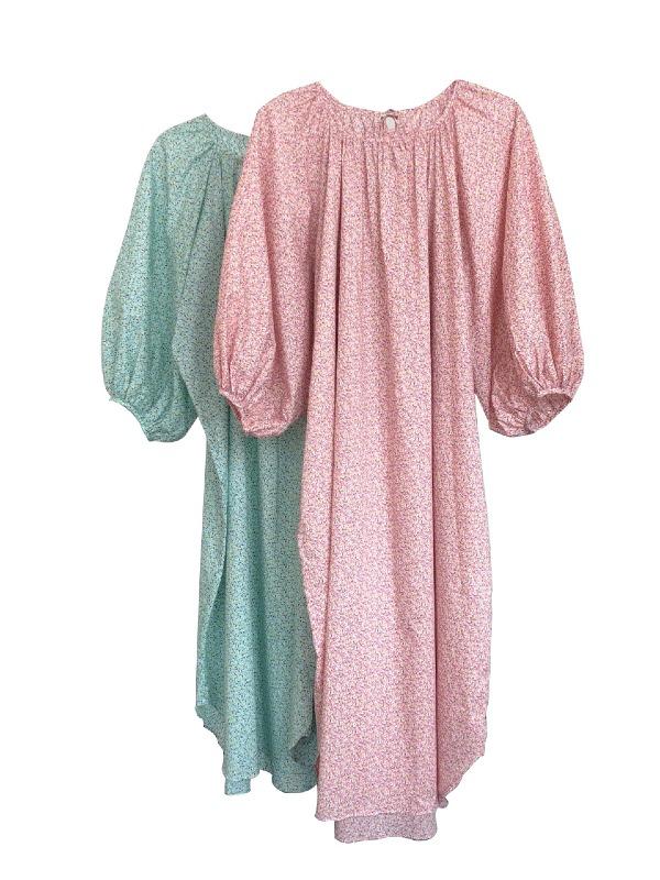Loose Puff Sleeve Floral Midi Dress