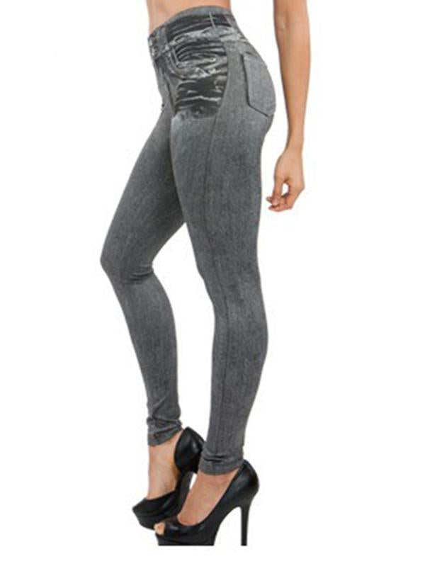 Plus Size Imitation Cowboy Printed Leggings