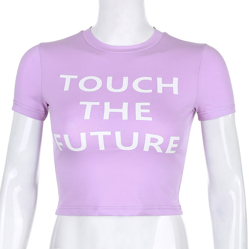 Letter printed tight T-shirt fashion short-sleeved shirt ACTIVEWEAR