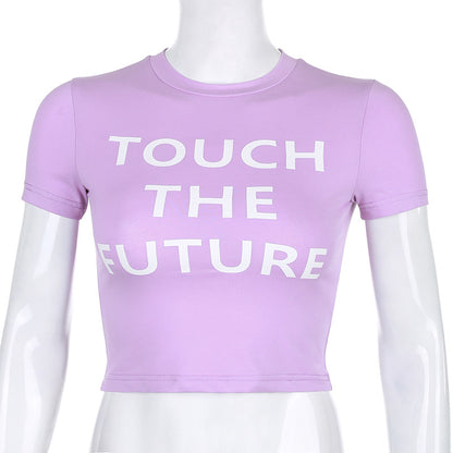 Letter printed tight T-shirt fashion short-sleeved shirt ACTIVEWEAR
