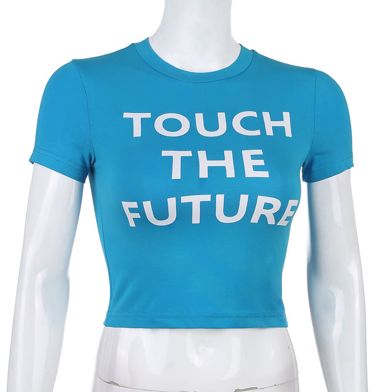 Letter printed tight T-shirt fashion short-sleeved shirt ACTIVEWEAR