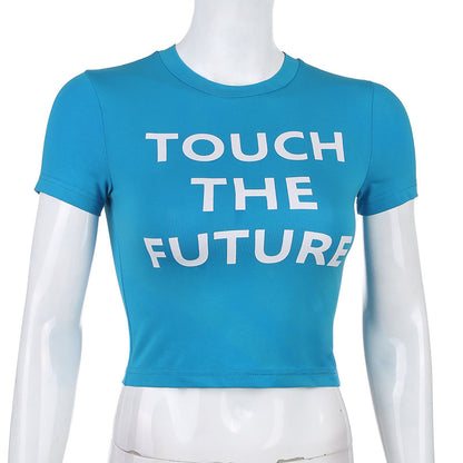 Letter printed tight T-shirt fashion short-sleeved shirt ACTIVEWEAR
