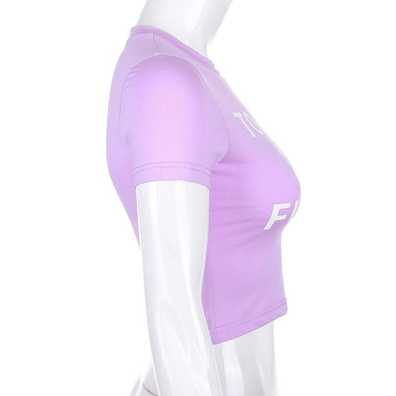 Letter printed tight T-shirt fashion short-sleeved shirt ACTIVEWEAR