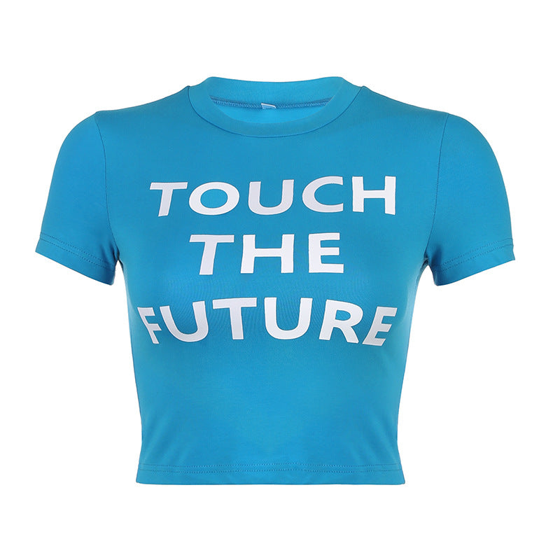 Letter printed tight T-shirt fashion short-sleeved shirt ACTIVEWEAR