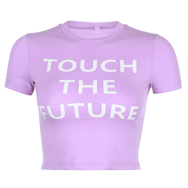 Letter printed tight T-shirt fashion short-sleeved shirt ACTIVEWEAR