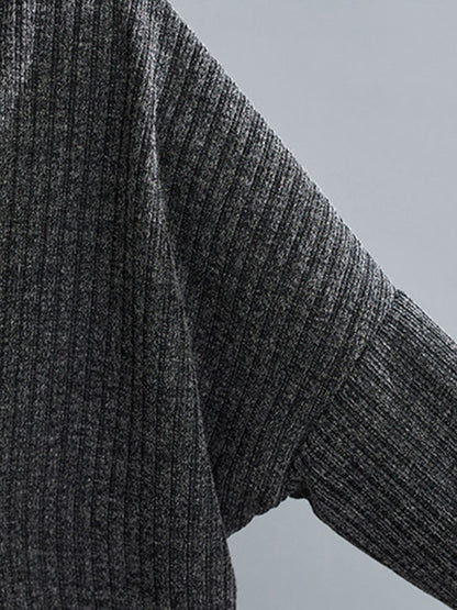 Urban Solid Color Knitting Batwing Sleeves Hoodies Top