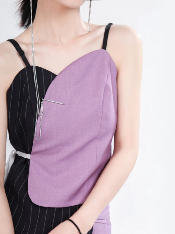 ASYMMETRIC CONTRAST COLOR BANDAGE VEST