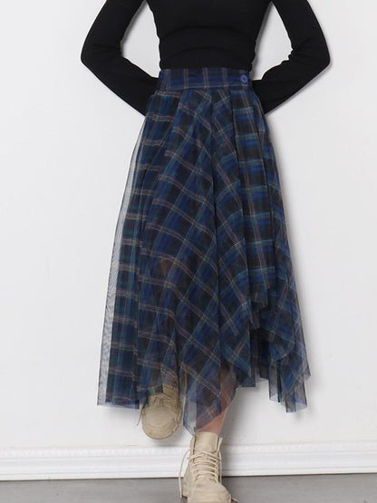 Fashionable Sexy Plaid Empire A-Line Gauze Skirt