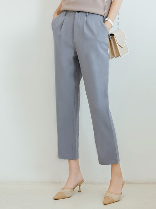 SOLID COLOR EMPIRE STRAIGHT LEG PANTS
