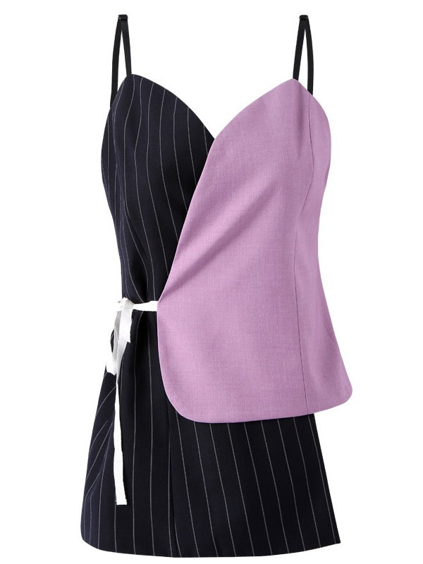 ASYMMETRIC CONTRAST COLOR BANDAGE VEST