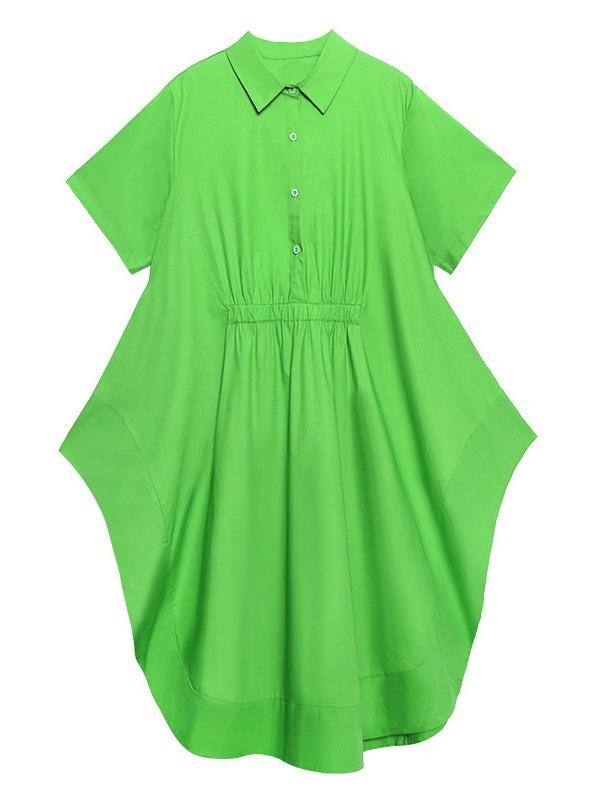 Elasticity Lapel Split-Joint Midi Dress