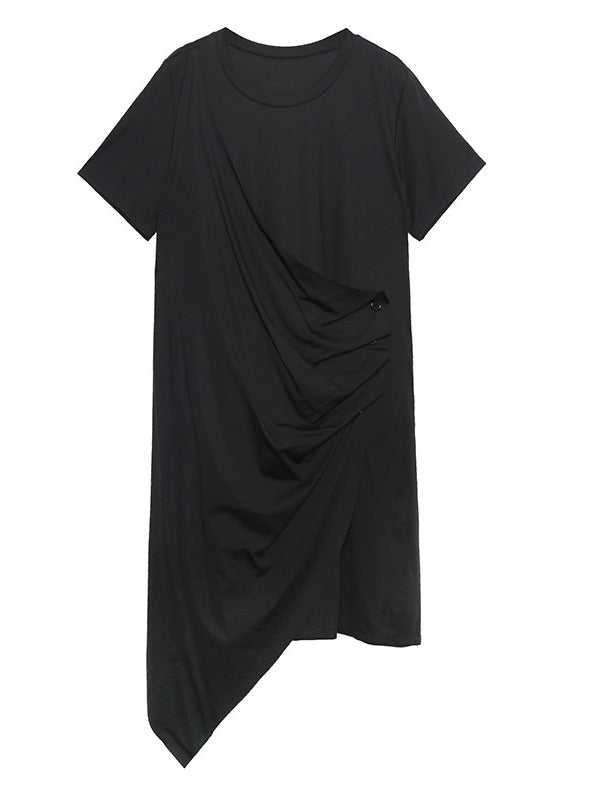 LOOSE CROPPED RUFFLED THIN MIDI DRESS