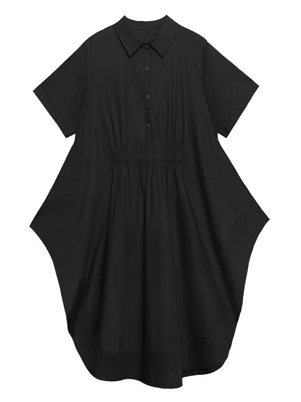 Elasticity Lapel Split-Joint Midi Dress