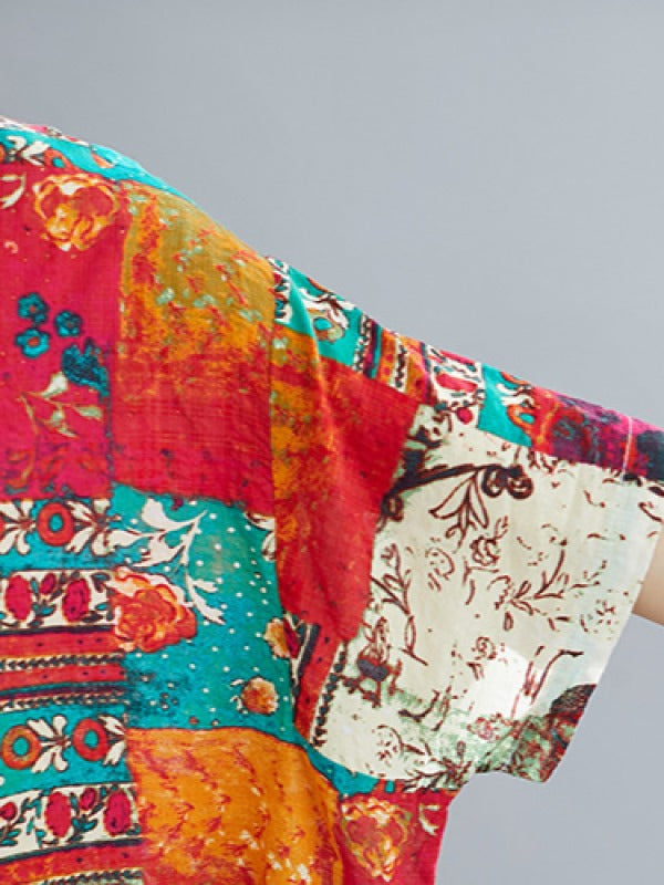 LOOSE ETHNIC STYLE PRINT DRESS