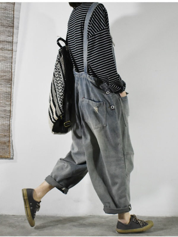 Vintage Casual Loose Sleeveless Overalls