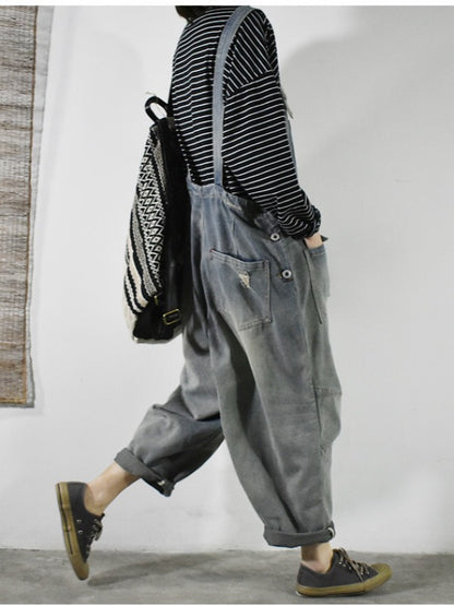 Vintage Casual Loose Sleeveless Overalls