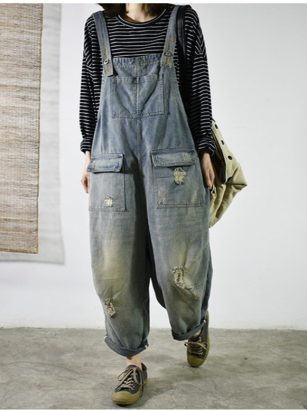 Vintage Casual Loose Sleeveless Overalls