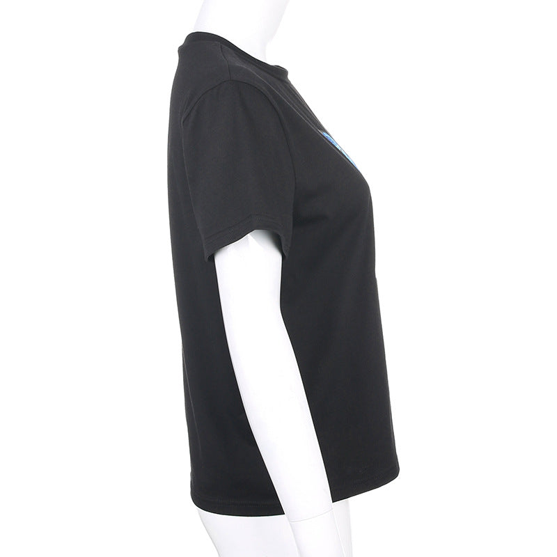 loose thin color butterfly print short-sleeved casual wild top ACTIVEWEAR