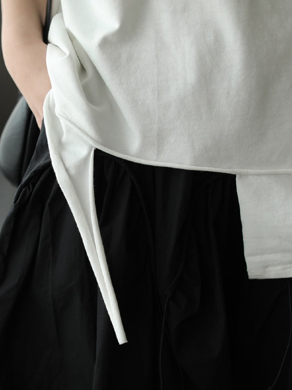 Loose Cropped White Round Neck T-Shirt