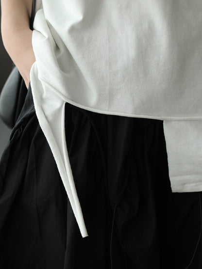 Loose Cropped White Round Neck T-Shirt