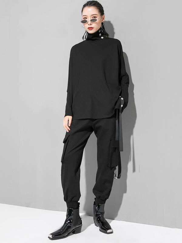 Original Solid Stand Collar T-Shirts Tops